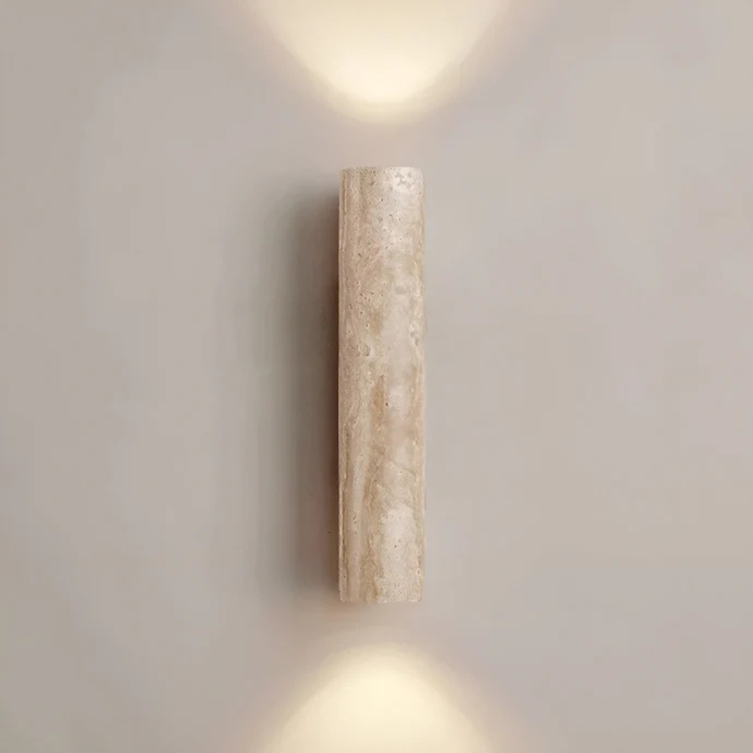 Modern Travertine Marble Cylinder LED Wall Sconce Warm White