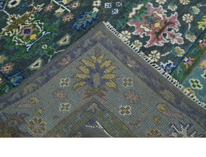 Ready to Ship Hand Knotted Green Moss and Blue Traditional Turkish Design Wool Rug