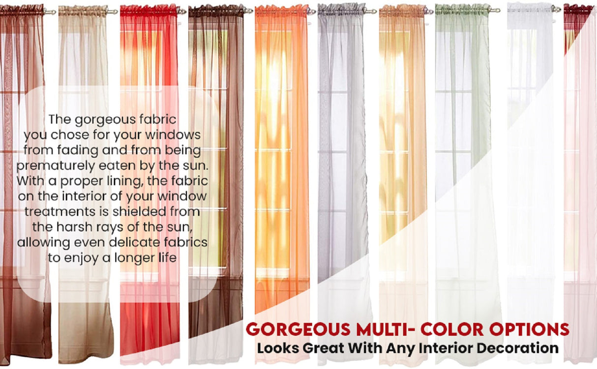 J&V Textiles 4-Pack Value: Solid Sheer Window Curtain Panels