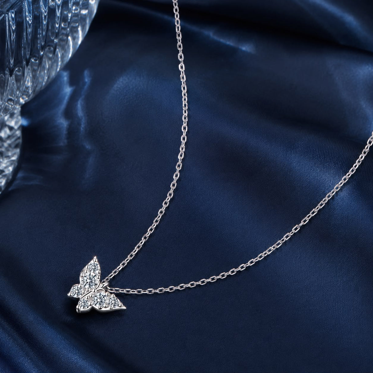 925 Sterling Silver Plated White Gold Moissanite Necklace 40+5cm for Women