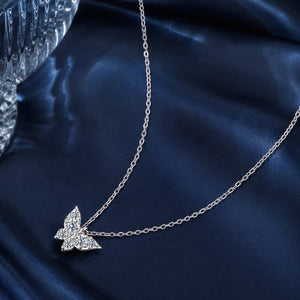 925 Sterling Silver Plated White Gold Moissanite Necklace 40+5cm for Women