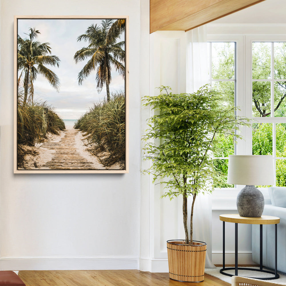 Tropical Beach Wall Art Canvas Print – Framed Coastal Palm