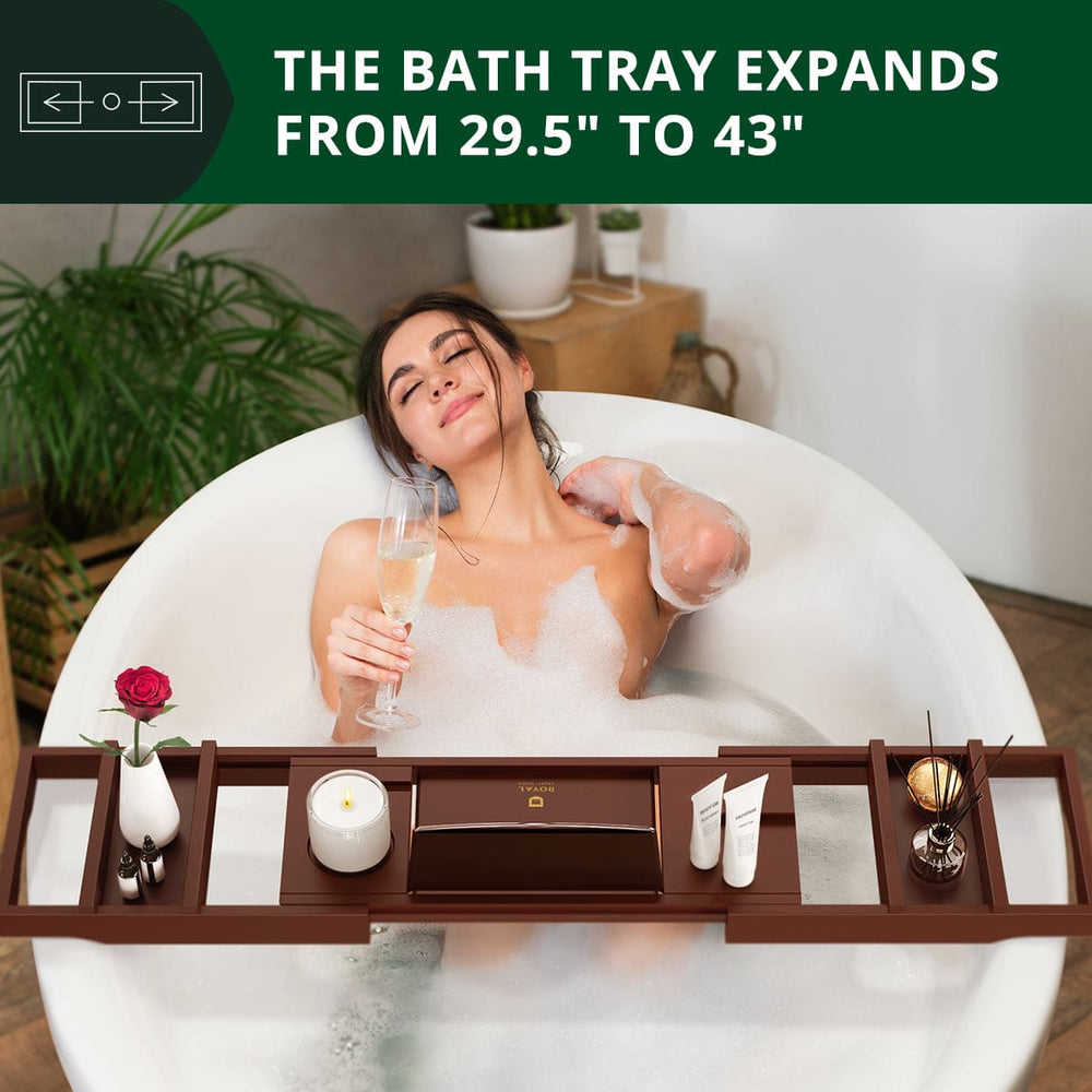 Foldable Bathtub Caddy Tray, Brown