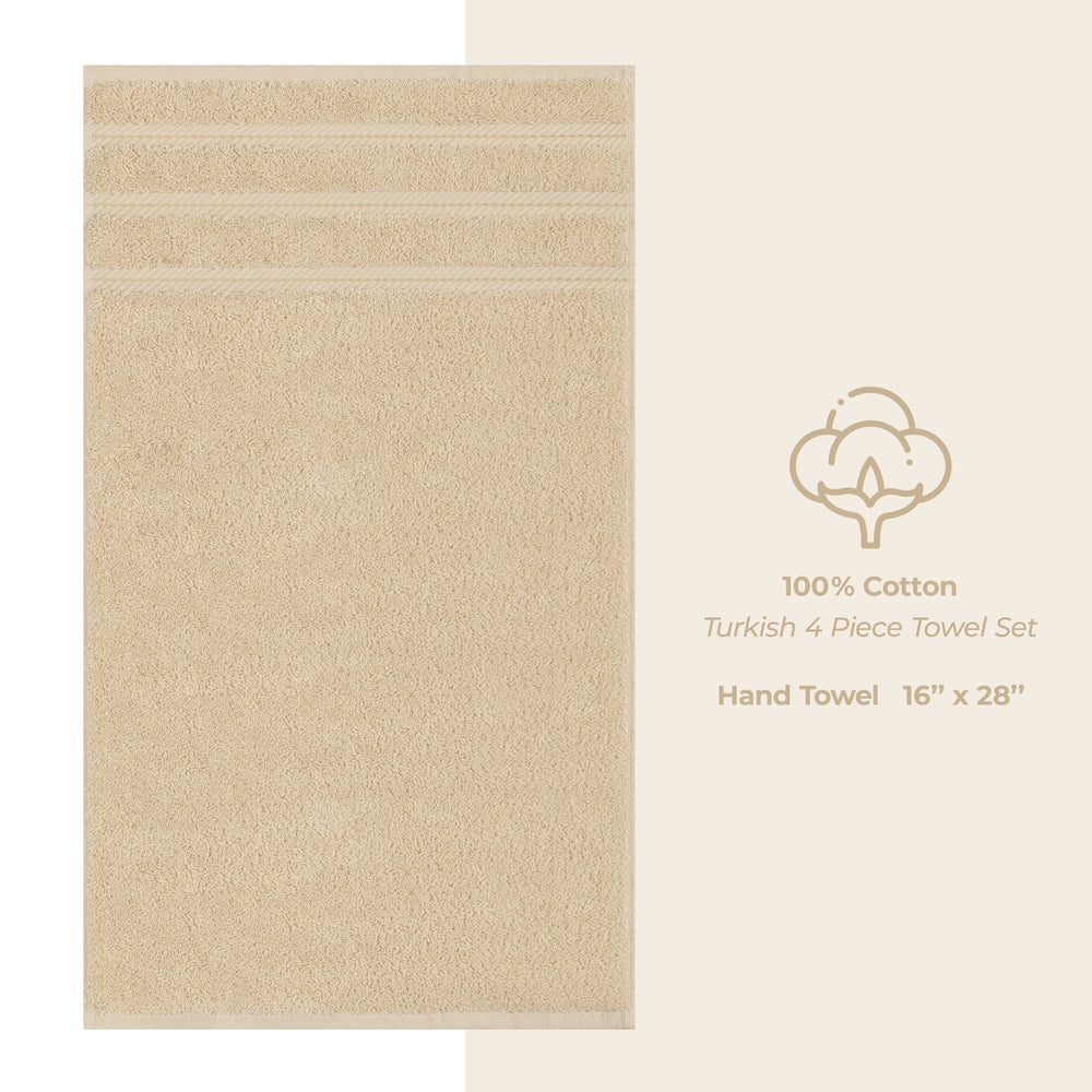 American Soft Linen 100%  Cotton Turkish Towels, 4 Pack Hand Towel Set, Super Soft, Absorbent, Quick Dry Premium Towels