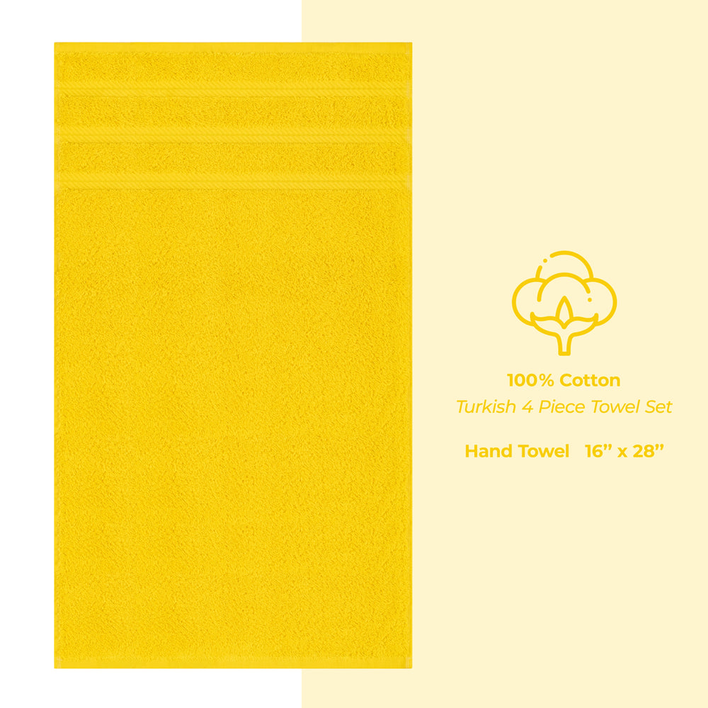 American Soft Linen 100%  Cotton Turkish Towels, 4 Pack Hand Towel Set, Super Soft, Absorbent, Quick Dry Premium Towels