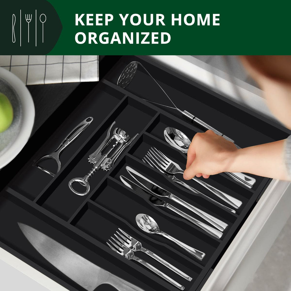 Silverware Drawer Organizer Black 9 Slots