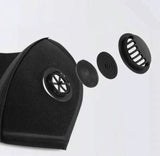 2-Pack Black Washable Face Mask with Breathing Valve