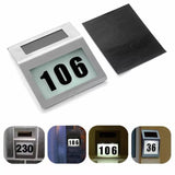 Solar LED Address Sign – Stainless Steel House Number Light with White LEDs, Waterproof, Customizable Numbers & Letters, Auto On/Off, 7.86 x 7.07 Inches