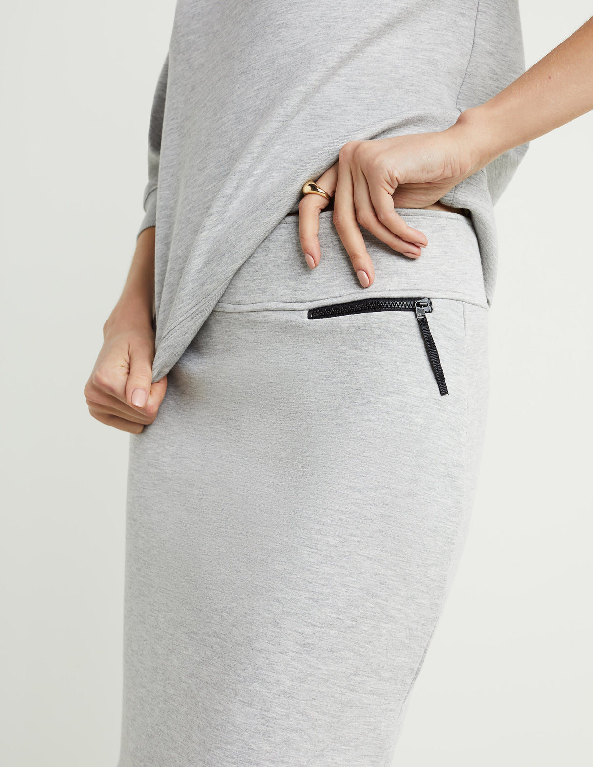 Zip-Back Banded-Waist Skirt
