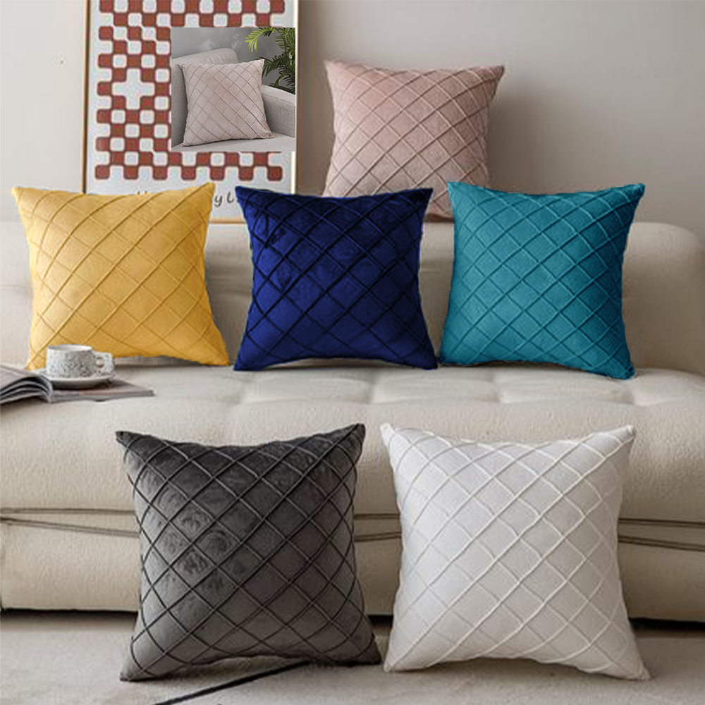 20''x20'' Quilted Velvet Throw Pillow  | 6 Colors – Soft & Stylish Diamond Stitch Design | Modern Couch & Bedroom Accent | Insert Included