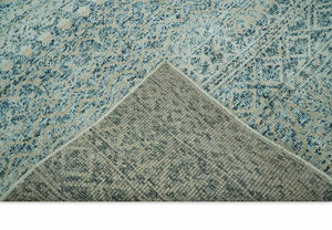 6X9 Teal and Beige Hand Knotted Southwestern Tribal Trellis recycled silk Rug
