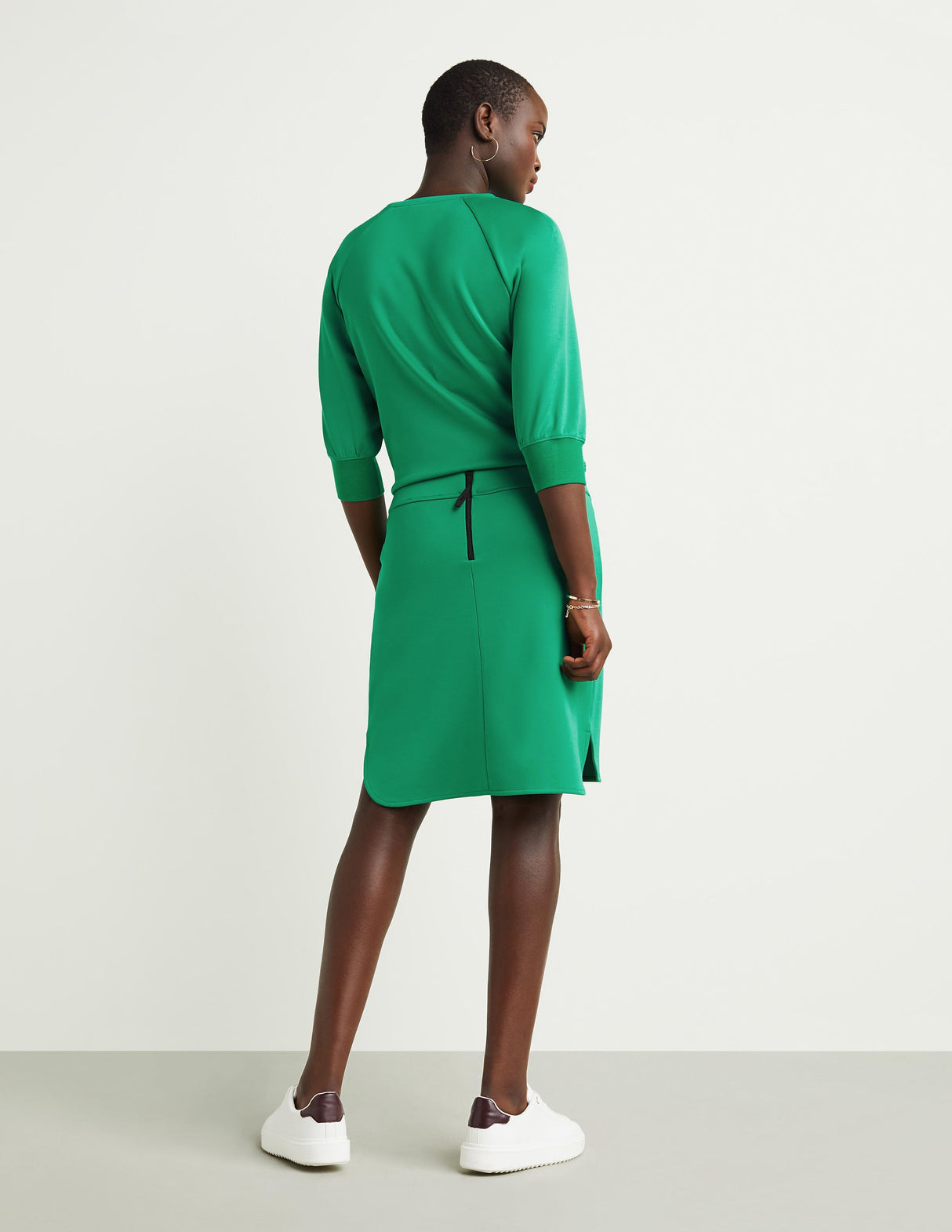 Zip-Back Banded-Waist Skirt