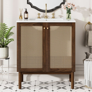 Bathroom Vanity Cabinet with Soft-Close Doors - Dark Brown or Light Brown