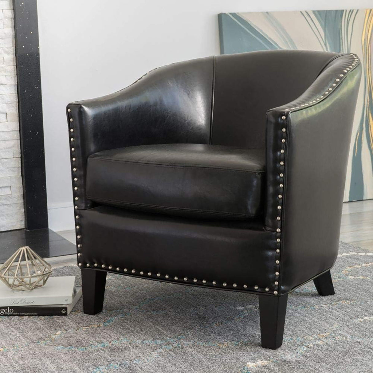 Enigmatica Upholstered Club Chair with Nailhead Trim