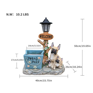 French Bulldog Family Planter Statue