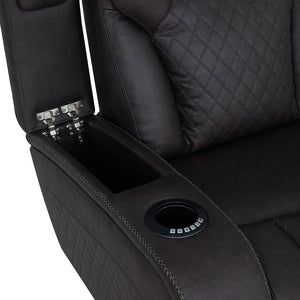 Wendell - Power Motion Sofa With Dropdown Table, Storage, USB & LED - Dark Gray
