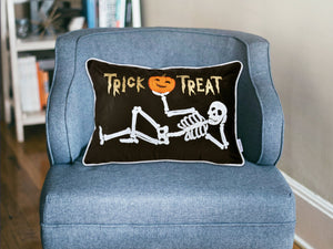 Trick or Treat Skeleton Velvet Throw Pillow Set of 2