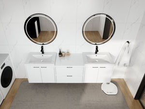 72" Bathroom Vanity With Resin Sink, Soft Close Doors, and 1-Side Cabinet
