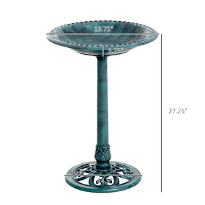 Outsunny 28" Bird Bath Outdoor Resin Decor with Fleur De Lis Pattern