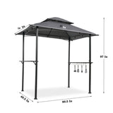 Outdoor Grill Gazebo 8 x 5 ft with Double-Tier Soft Top Canopy