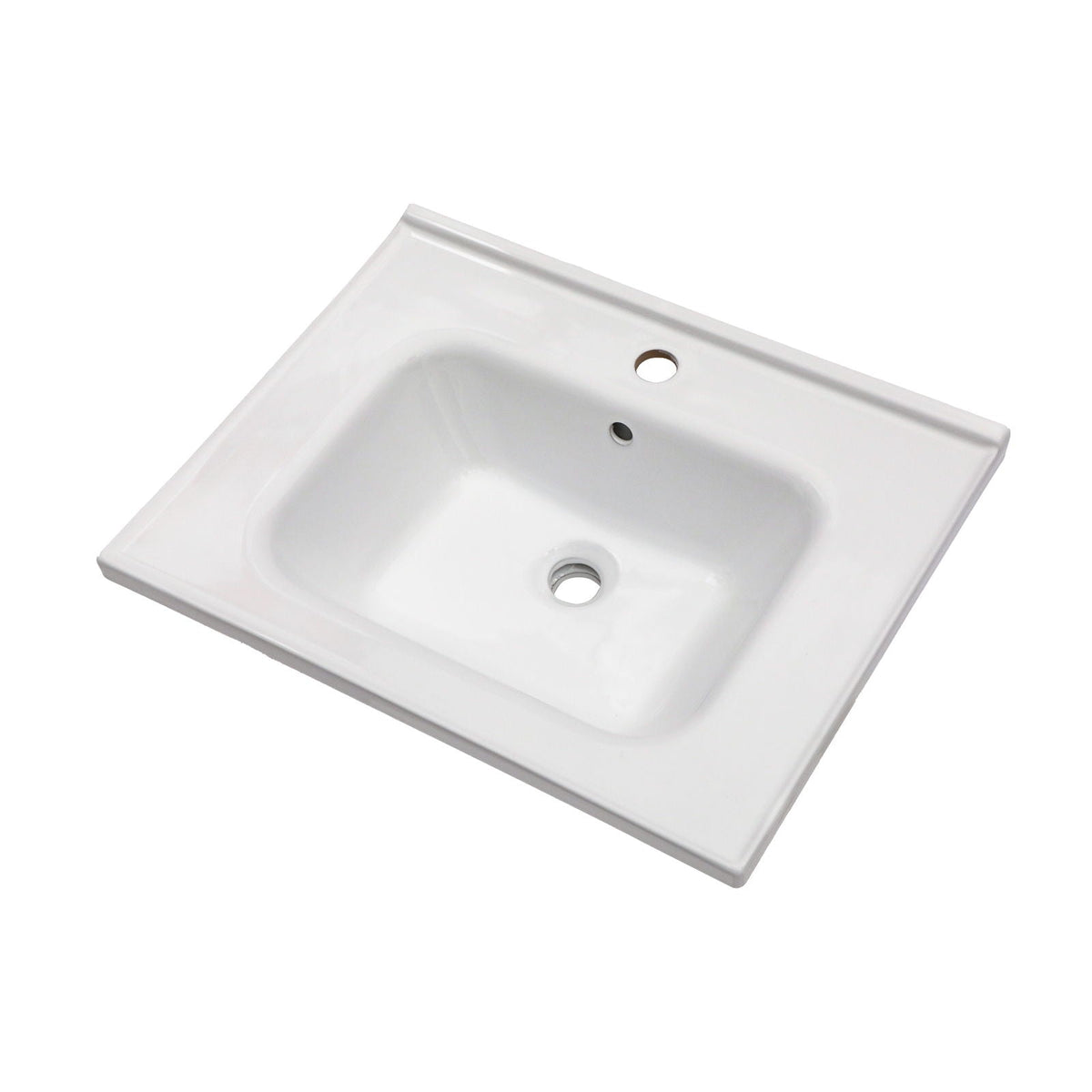 Rectangular Single Vanity Top With 1 Faucet Hole And Overflow Ceramic
