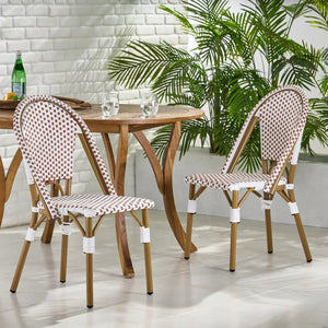 Outdoor Rattan and Aluminum French Bistro Chairs Set