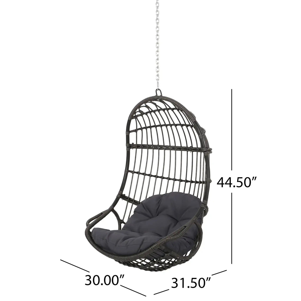 Rustic Hanging Basket Chair With Cushion