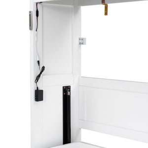 Murphy Bed With LED Light, Foldable Wall Bed Cabinet