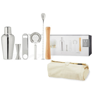 Stainless-Steel-Travel-Barware-Set-in-Silver-Viski®-Cocktail-&-Barware-Tool-Sets