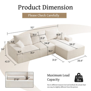 Three-Seater Sofa with Plush Corduroy Upholstery