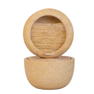 21.7x21.7x34.3 Inch Cement Round Water Fountain with Light and Pump