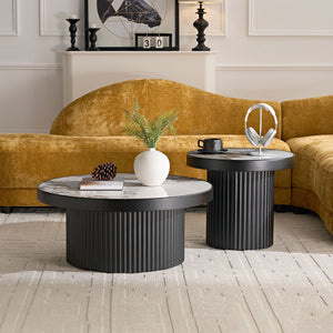 Set of 2 Coffee Tables with Sintered Stone Tabletops