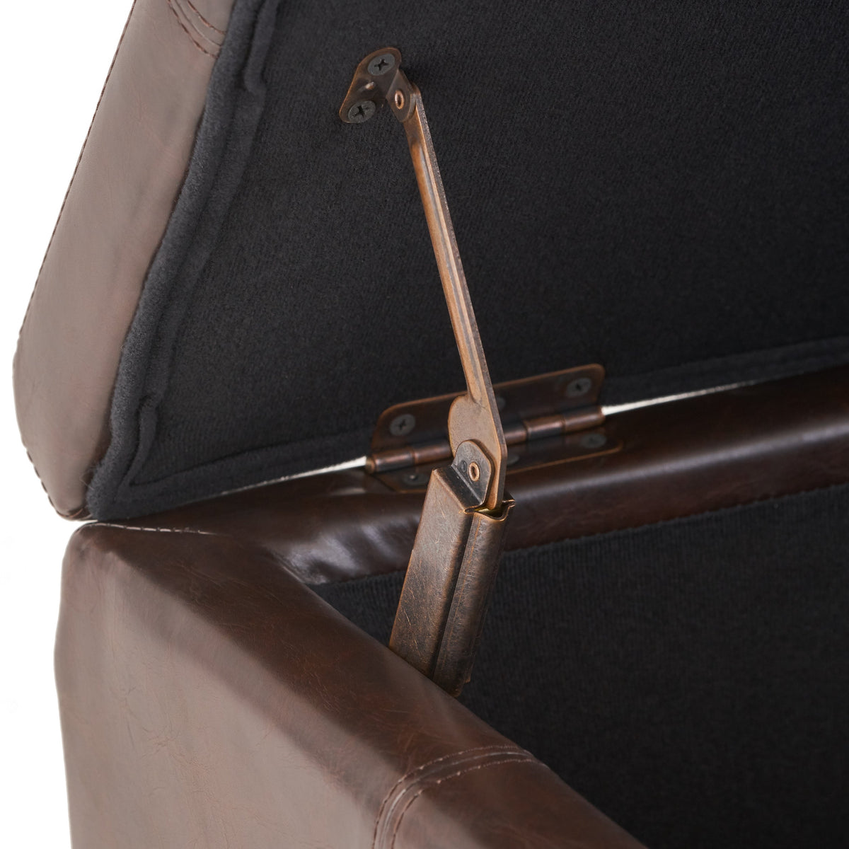 Upholstered PU Leather Storage Ottoman with Solid Wooden Legs