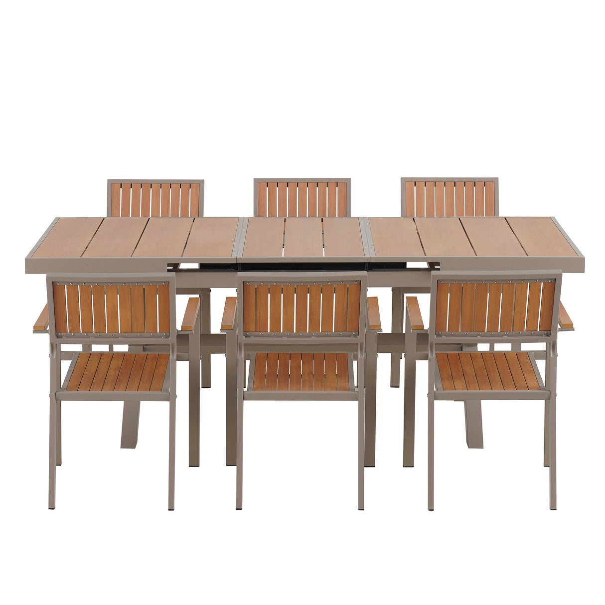 Outdoor Dining Set with Extendable Table and Six Chairs
