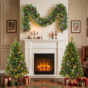 Pre-Lit Xmas Tree Artificial Christmas 3-Piece Set
