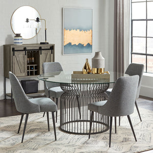 Round Dining Table Industrial Dining Table With Open Cage Base - Gunmetal
