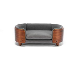 Scandinavian Style Elevated Dog Bed with Solid Walnut Wood Legs