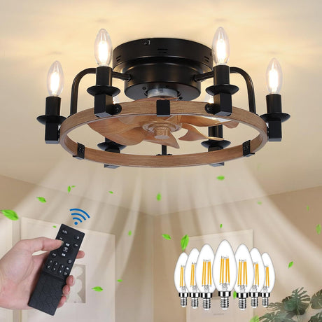 The-Rustic-Low-Profile-Ceiling-Fan-with-Remote-and-Dimmable-Lighting-Ceiling-Light-Fixtures
