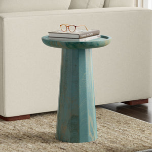 Handcrafted Wooden Accent Table with Sculptural Design - Choice of Color
