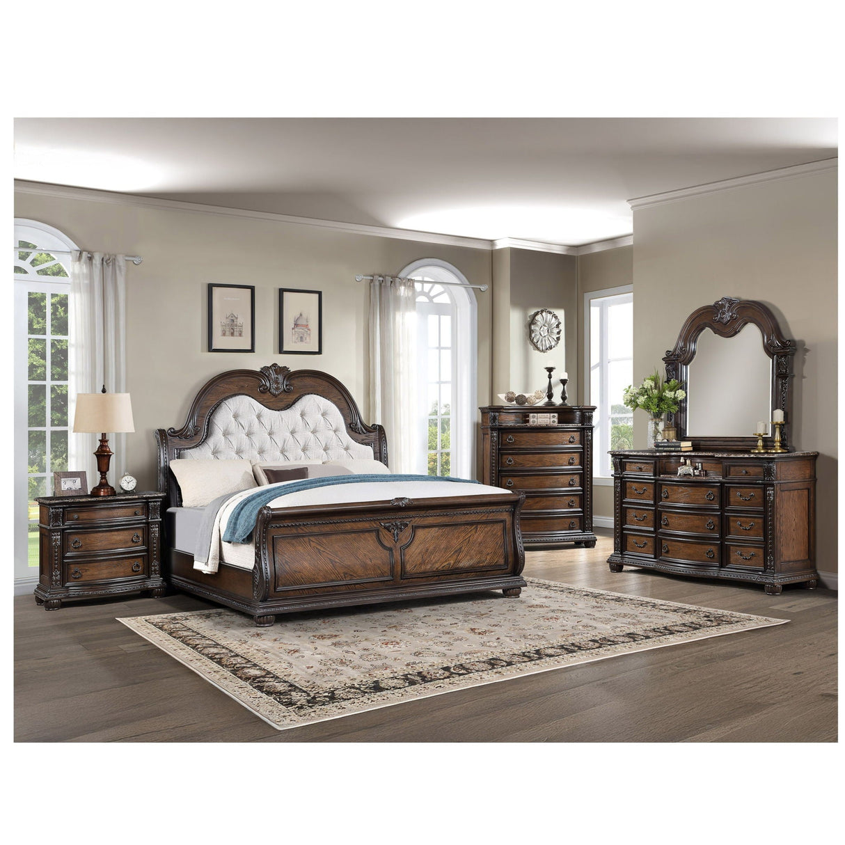 3 Drawers Nightstand - Brown / Cherry
