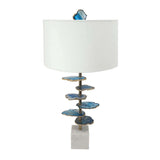 15x29.5" Blue and White Agate Slice Table Lamp with Marble Base