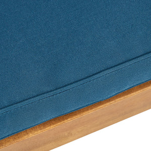 Acacia Wood Outdoor Dining Chairs with Blue Cushions - Set of 2