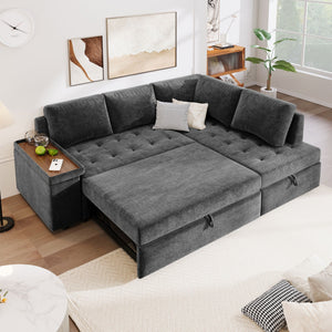 L Shaped Couch With Pull Out Bed And Storage Sectional Sleeper Sofa