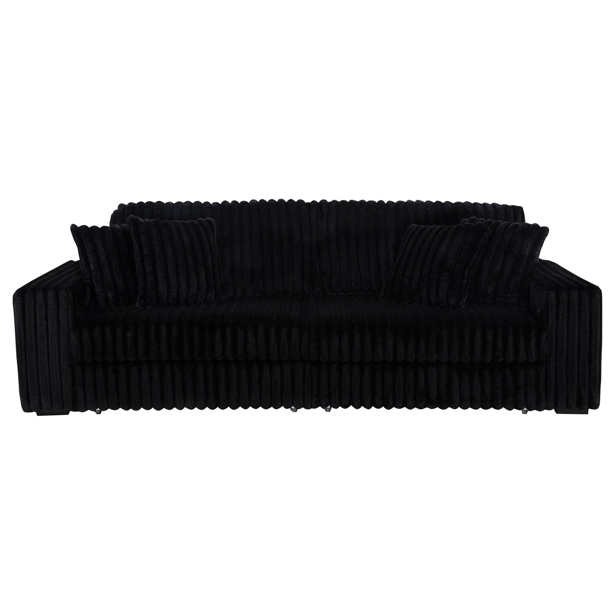Jacana Corduroy Upholstered Dual Power Chaise Sofa Black