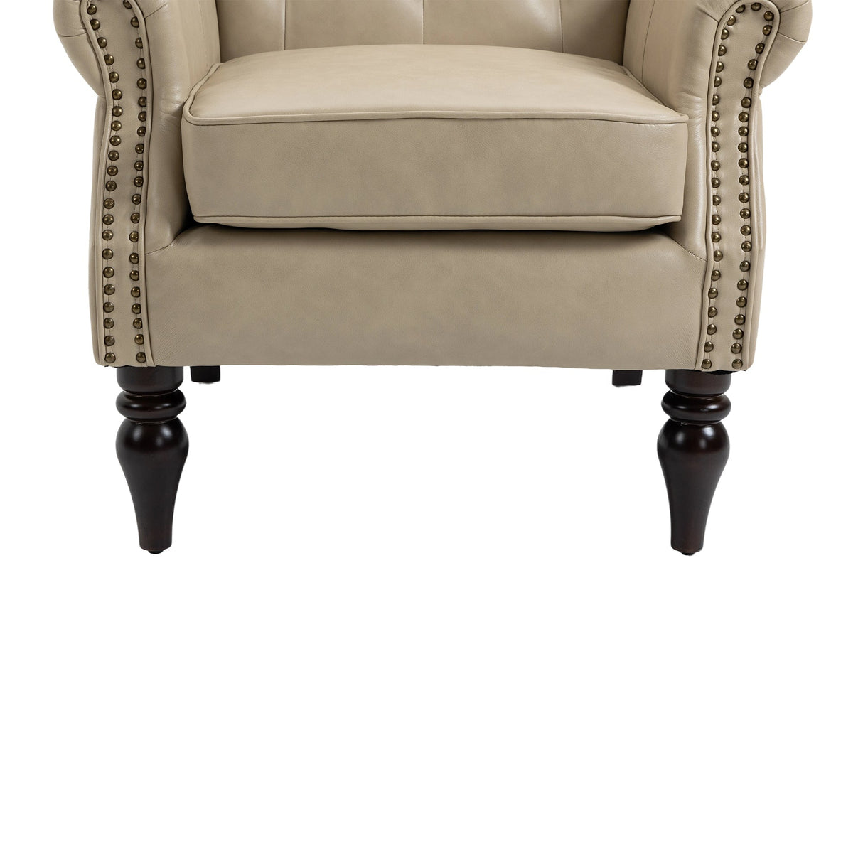 Modern Accent Lounge Chair with Sturdy Wood Legs in Camel PU Leather