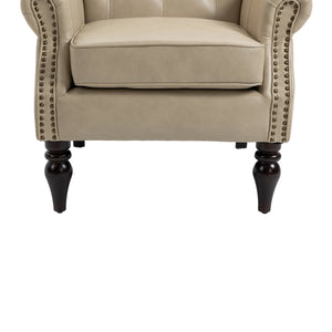Modern Accent Lounge Chair with Sturdy Wood Legs in Camel PU Leather