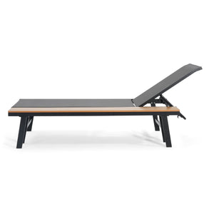 Waterloo Chaise Lounge Set with Attached Wood Side Table - Set of 2