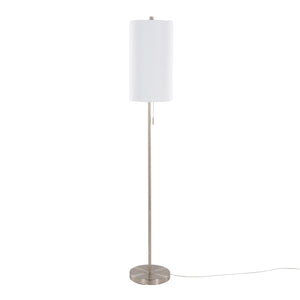 Bounty 62' Contemporary Metal Floor Lamp in Brushed Nickel with Linen Shade