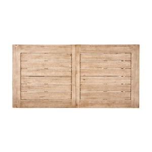 Outdoor Weather Resistant Dining Table With Slat Panel Design - Natural / Gray