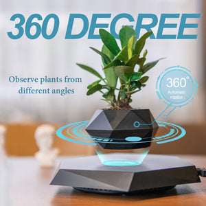 Magnetic Levitating Plant Pot – Rotating Floating Geometric Bonsai Planter Indoor
